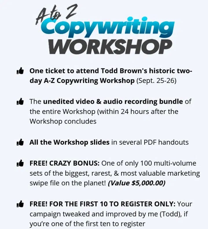 Todd Brown – A-Z Copywriting Workshop 