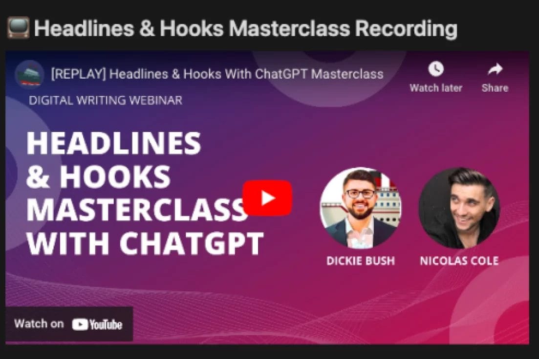 Ship30For30 – Headlines & Hooks Masterclass with ChatGPT Update